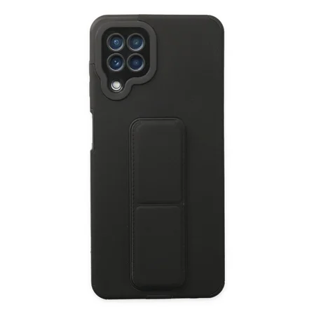 Galaxy A22 Kılıf Mega Standlı Silikon - Siyah