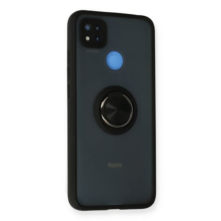 Redmi 9C Kılıf Montreal Yüzüklü Silikon Kapak - Siyah