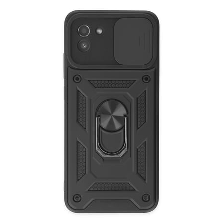 Galaxy A03 Kılıf Pars Lens Yüzüklü Silikon - Siyah