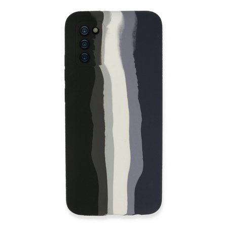 Galaxy A03S Kılıf Ebruli Lansman Silikon - Siyah-Lacivert