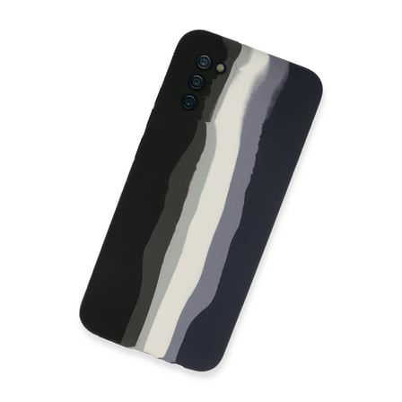 Galaxy A03S Kılıf Ebruli Lansman Silikon - Siyah-Lacivert
