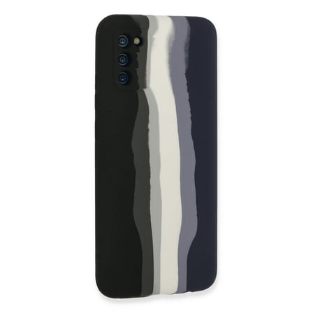 Galaxy A03S Kılıf Ebruli Lansman Silikon - Siyah-Lacivert
