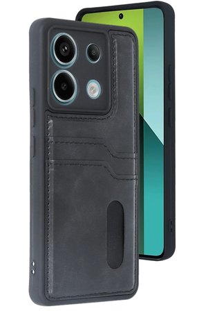 Redmi Note 13 Pro 4G Kılıf Sara Kartvizitli Deri Kılıf - Siyah