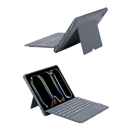 T5504D iPad Pro 11 (2024) Kılıf Palermo Ledli Klavyeli Standlı Tablet Kılıfı - Siyah