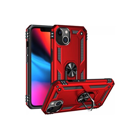 iPhone 14 Plus Kılıf Sofya Yüzüklü Silikon Kapak - Kırmızı