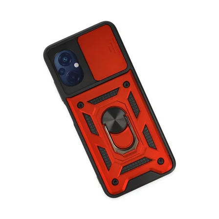 Poco M5 Kılıf Pars Lens Yüzüklü Silikon - Kırmızı