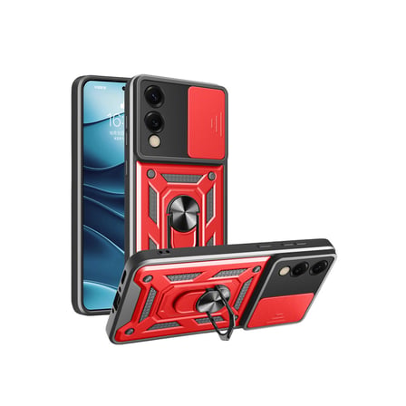 Galaxy S25 Edge Pars Lens Yüzüklü Silikon - Kırmızı