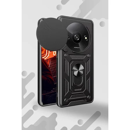 Redmi A3 4G Kılıf Pars Lens Yüzüklü Silikon - Lacivert