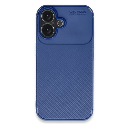 iPhone 16 Plus Kılıf Auto Focus Karbon Kapak - Lacivert