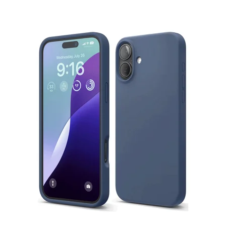 iPhone 16 Plus Kılıf Nano içi Kadife Silikon - Lacivert