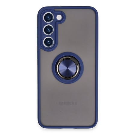 Galaxy S23 Plus Kılıf Montreal Yüzüklü Silikon Kapak - Lacivert