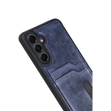 Galaxy A17 5G Sara Kartvizitli Deri Kılıf - Lacivert