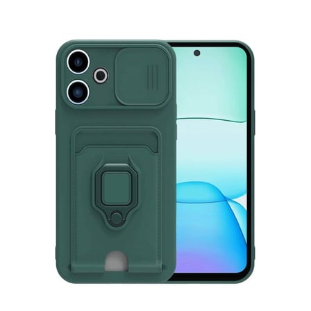 Redmi 13 4G Kılıf Zuma Kartvizitli Yüzüklü Silikon - Yeşil