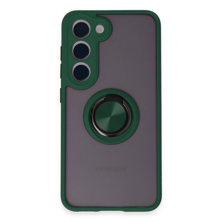 Galaxy S23 Kılıf Montreal Yüzüklü Silikon Kapak - Yeşil
