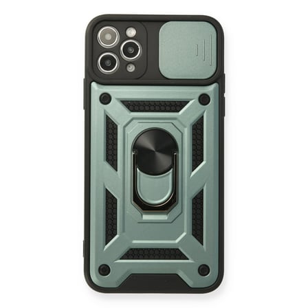 iPhone 11 Pro Max Kılıf Pars Lens Yüzüklü Silikon - Yeşil