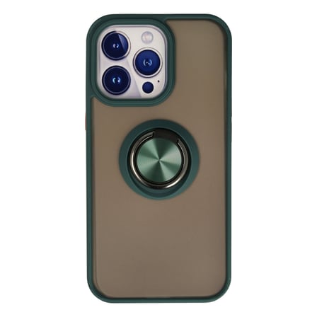 iPhone 15 Pro Kılıf Montreal Yüzüklü Silikon Kapak - Yeşil