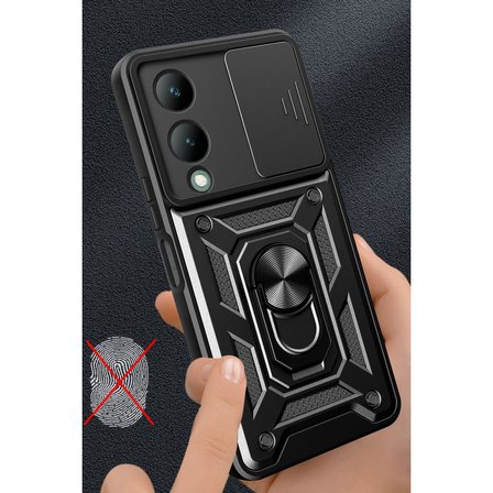 Y17S Kılıf Pars Lens Yüzüklü Silikon - Yeşil
