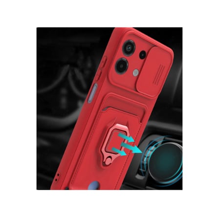 Redmi Note 13 4G Kılıf Zuma Kartvizitli Yüzüklü Silikon - Pembe