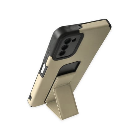 Galaxy A03S Kılıf Mega Standlı Silikon - Gold