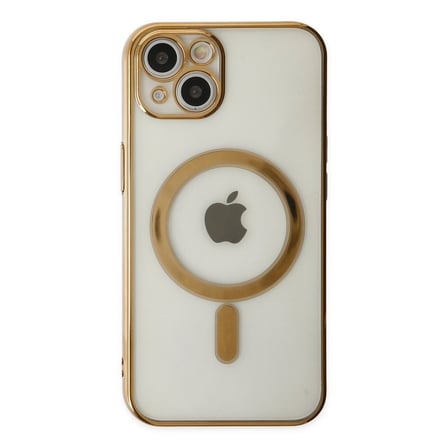iPhone 14 Plus Kılıf Magneticsafe Lazer Silikon - Gold