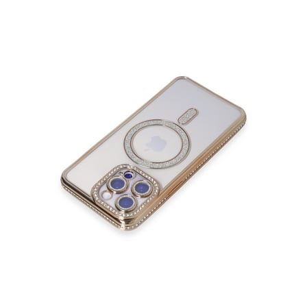 iPhone 15 Pro Kılıf Joke Simli Magneticsafe Kılıf - Gold