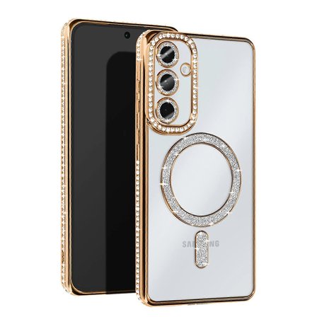 Galaxy S25 Kılıf Joke Simli Magneticsafe Kılıf - Gold