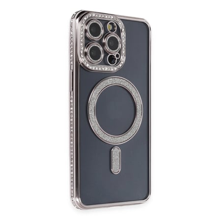 iPhone 14 Pro Kılıf Joke Simli Magneticsafe Kılıf - Gri