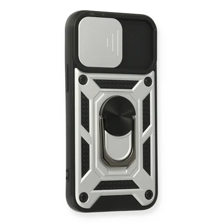 iPhone 12 Mini Kılıf Pars Lens Yüzüklü Silikon - Gümüş