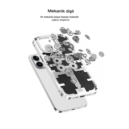 iPhone 14 Pro Kılıf Mekanik Bumper Kapak - Gümüş