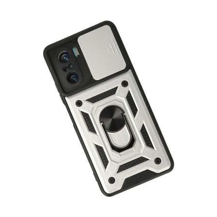 Poco F3 Kılıf Pars Lens Yüzüklü Silikon - Gümüş