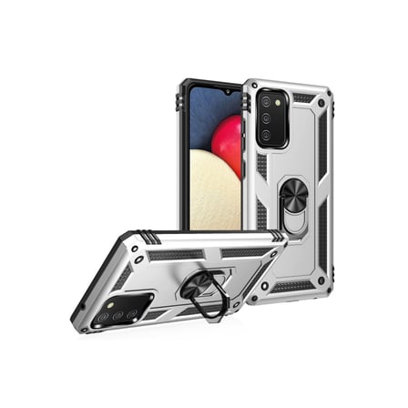 Galaxy A03S Kılıf Sofya Yüzüklü Silikon Kapak - Gümüş