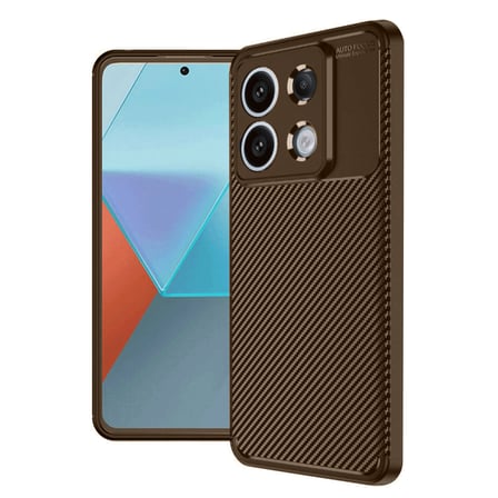 Redmi Note 13 Pro 4G Kılıf Auto Focus Karbon Kapak - Kahverengi