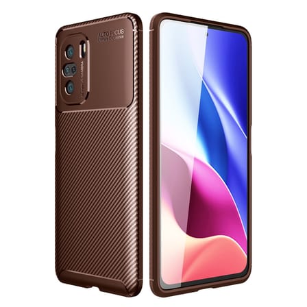 Poco F3 Kılıf Auto Focus Karbon Kapak - Kahverengi