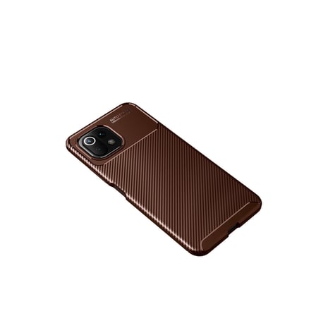 Mİ 11 Lite Kılıf Auto Focus Karbon Kapak - Kahverengi