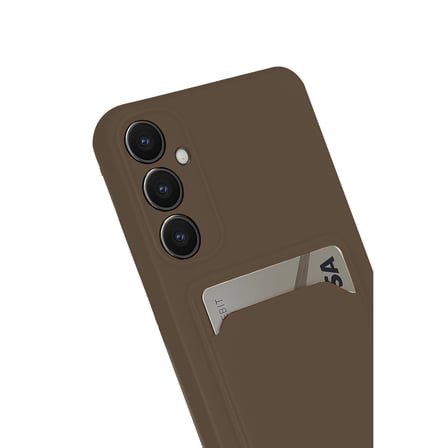 Galaxy S24 FE Kılıf Kelvin Kartvizitli Silikon - Kahverengi