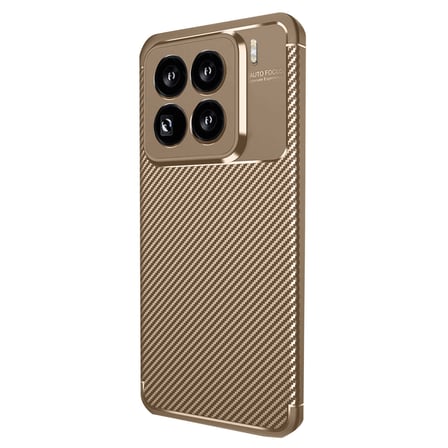 Mi 15 Pro Kılıf Auto Focus Karbon Kapak - Kahverengi