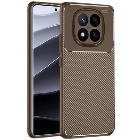 Redmi Note 14 Pro 4G Kılıf Auto Focus Karbon Kapak - Kahverengi