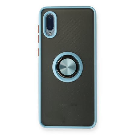 Galaxy A02 Kılıf Montreal Yüzüklü Silikon Kapak - Buz Mavi