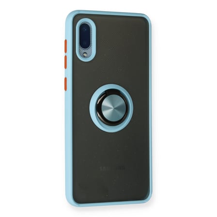 Galaxy A02 Kılıf Montreal Yüzüklü Silikon Kapak - Buz Mavi