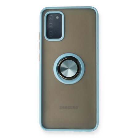 Galaxy A02S Kılıf Montreal Yüzüklü Silikon Kapak - Buz Mavi