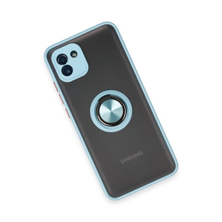Galaxy A03 Kılıf Montreal Yüzüklü Silikon Kapak - Buz Mavi