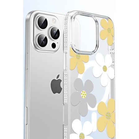 iPhone 15 Pro Floral Magsafe Kapak - Beyaz