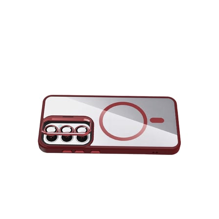 Galaxy S24 FE Remim Lensli Magsafe Standlı Kapak - Bordo