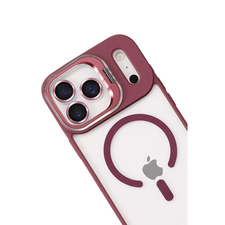 iPhone 17 Pro Max Remim Lensli Magsafe Standlı Kapak - Bordo