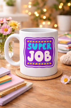 Super Job "HARİKA İŞ ÇIKARDIN" Yazılı Porselen Kupa MODEL 148 – Motivasyon Kupası – Başarı Tebrik He