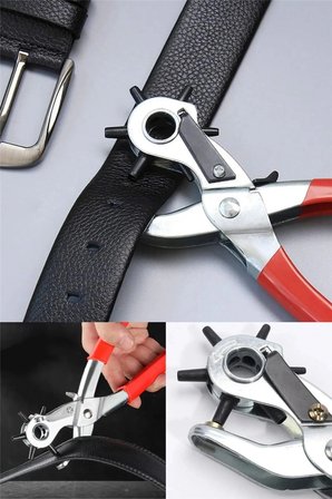 BUĞZ Kemer Delme Makinası Pratik 6 Başlıklı Kemer Delme Aleti Metal Kemer Delme Aparatı