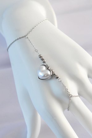 BUĞZ 316L Çelik Gümüş Renk Beyaz Bubble Kalp Tasarımlı Şahmeran