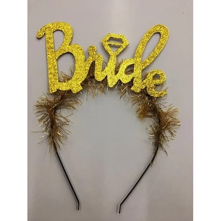 BUĞZ Altın Renk Bekarlığa Veda İtalik Yazı Alyanslı Bride Taç