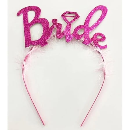 BUĞZ Fuşya Renk Bekarlığa Veda İtalik Yazı Alyanslı Bride Taç