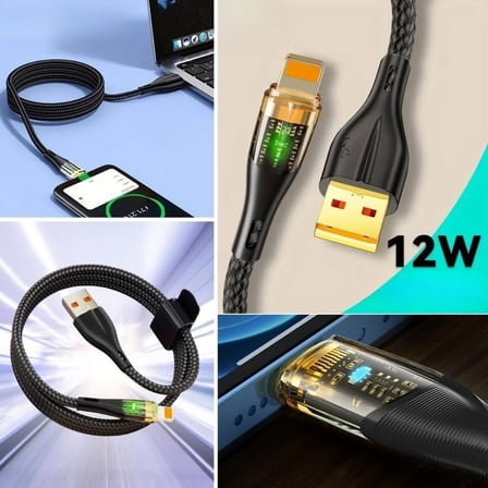 BUĞZ Led Işık Uçlu Sağlam İp Kablolu USB to Lightning Hızlı Şarj Kablosu